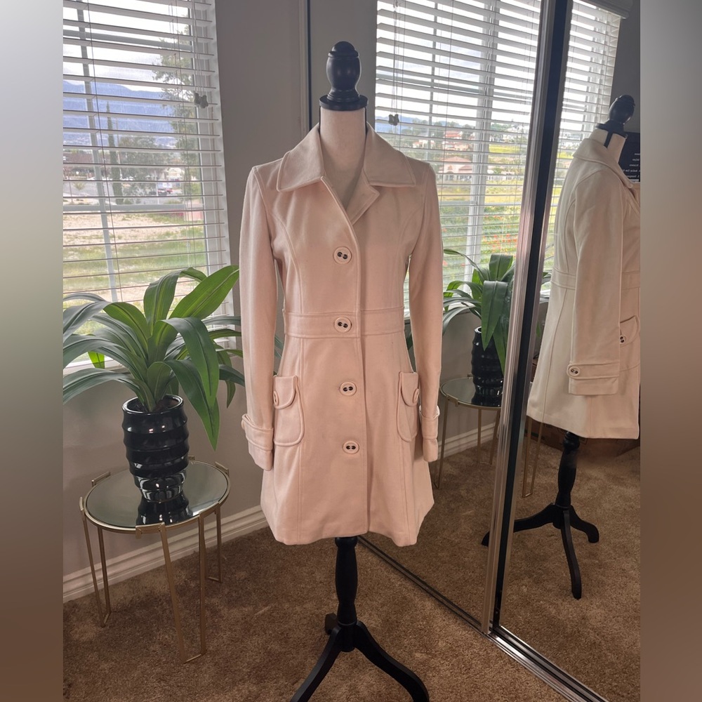 Tulle for Nordstrom Pea Coat Ivory/Cream/White S Medium - Picture 2 of 12